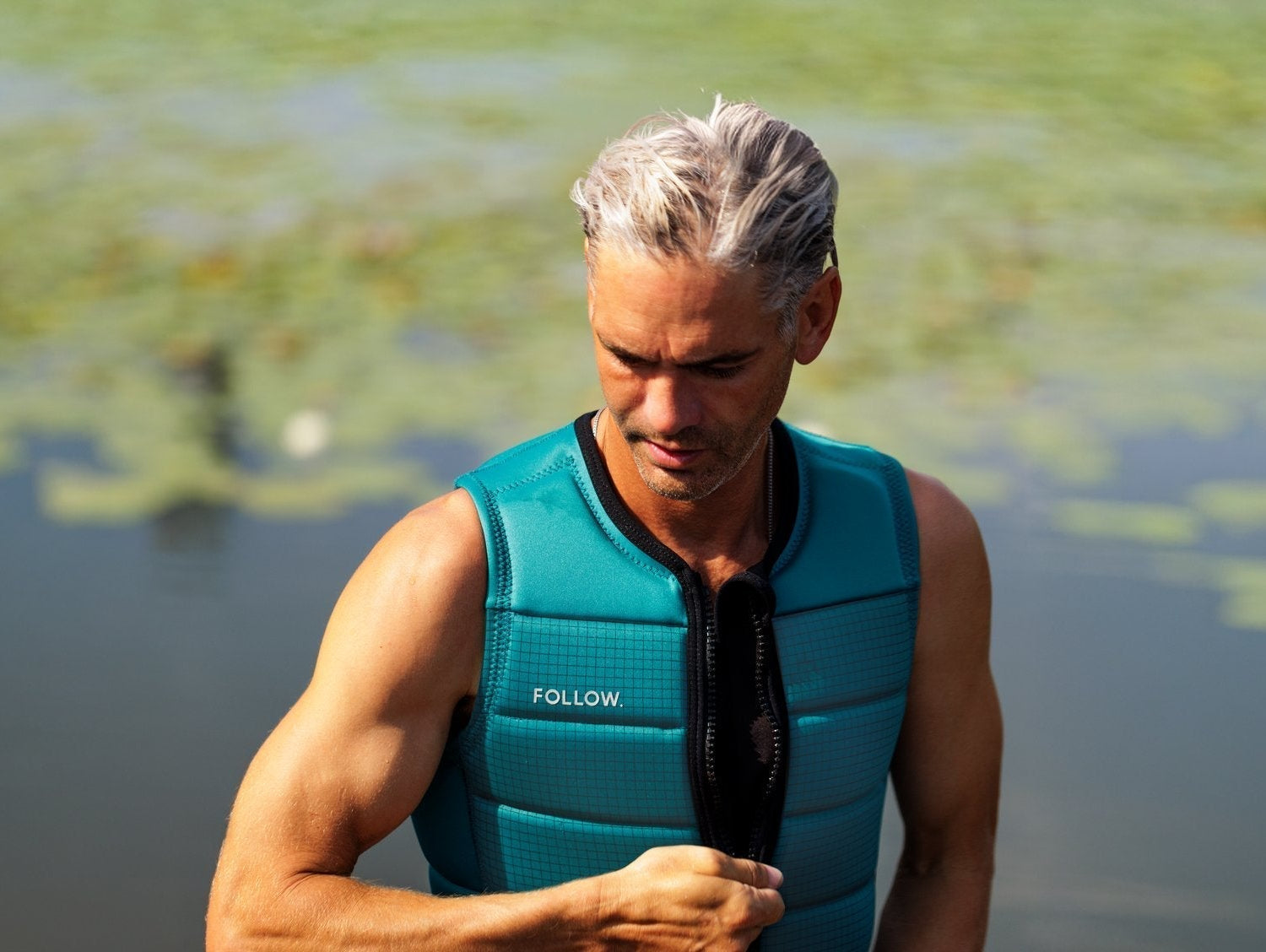 Brian Grubb knows the importance of a properly fitting impact vest, here seen wearing the Follow P1 Traction Impact Vest