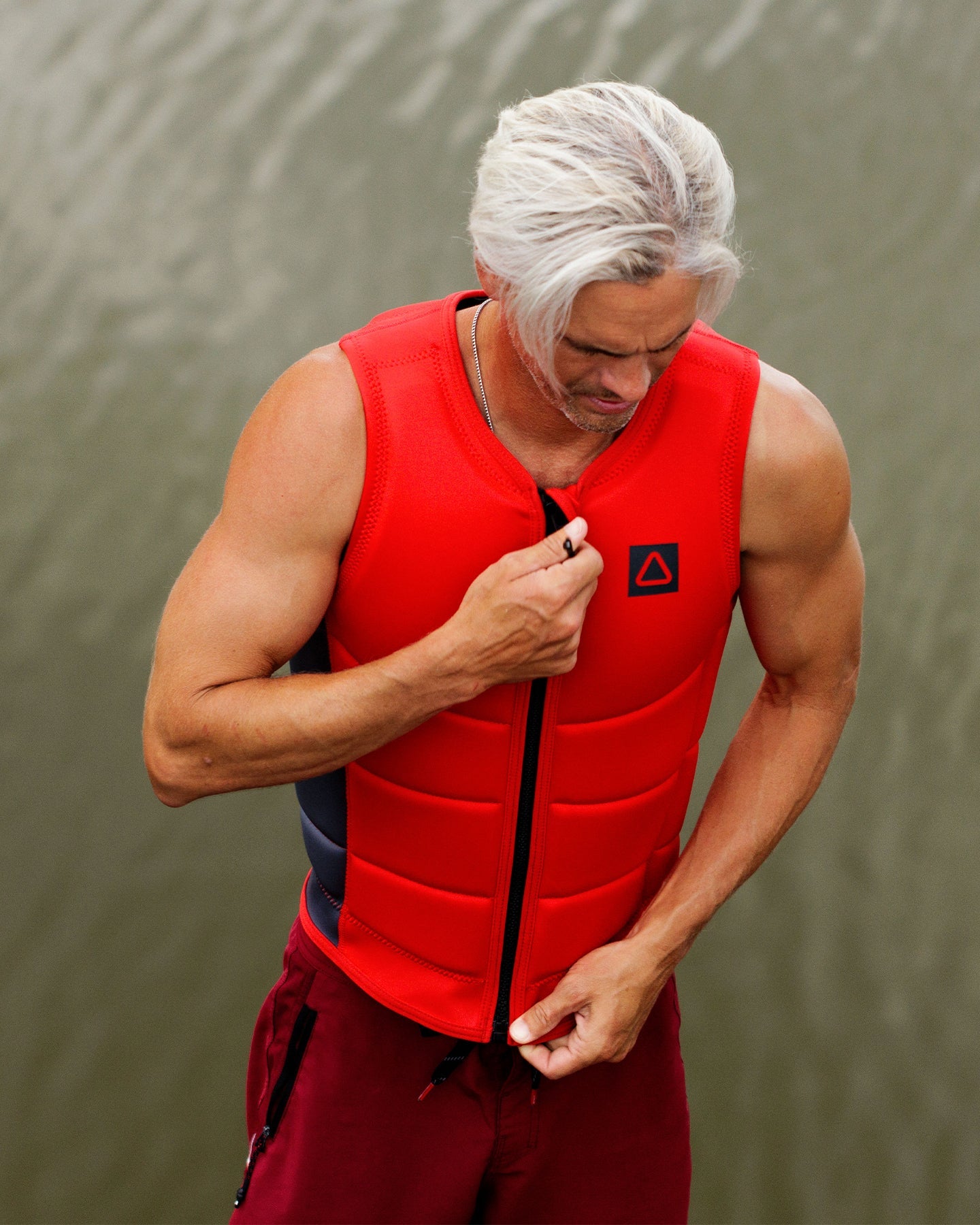 Follow Corp Mens Impact Vest - Red/Grey Lifestyle 2