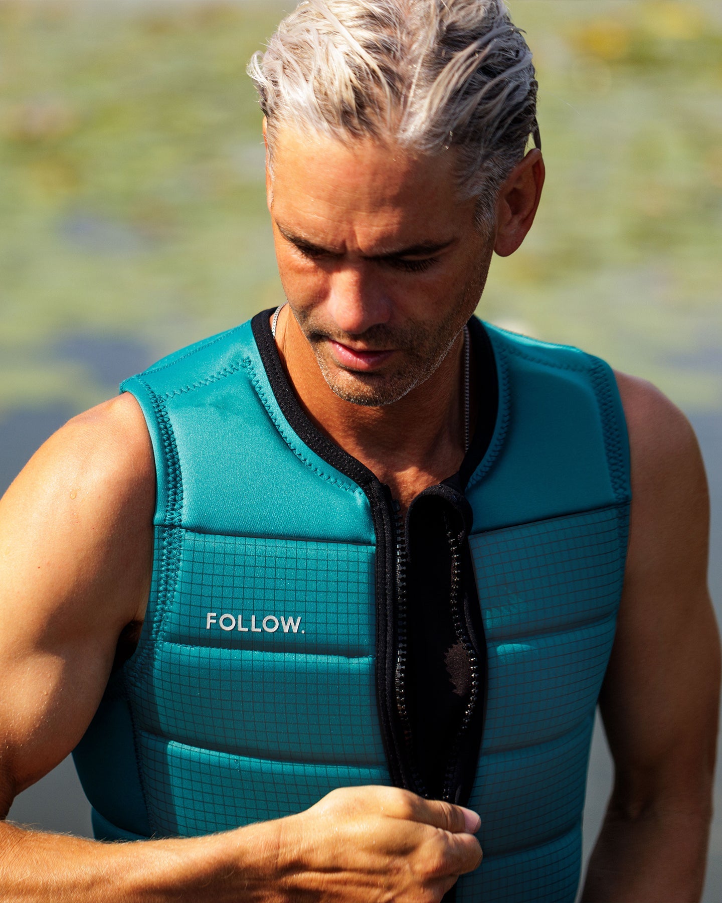 Follow P1 Traction Impact Vest - Emerald, rear view