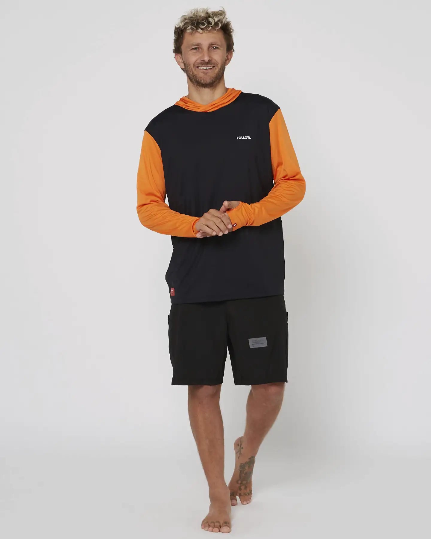 Follow Water Hood L/S - Black/Orange Font