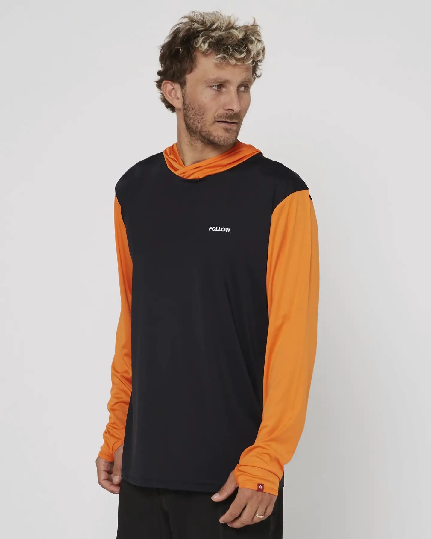 Follow Water Hood L/S - Black/Orange 3