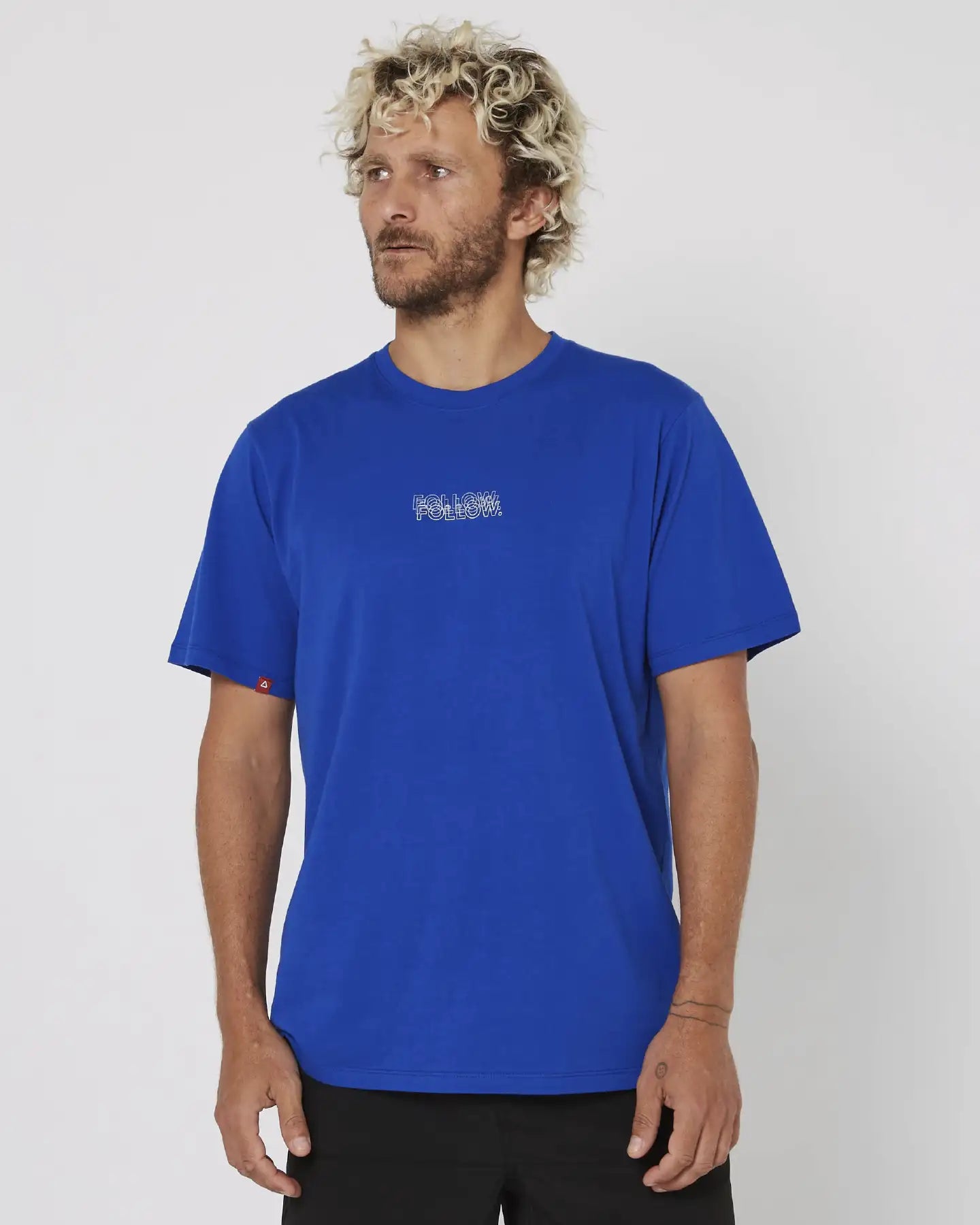 Follow Stacked Tee - Blue Font