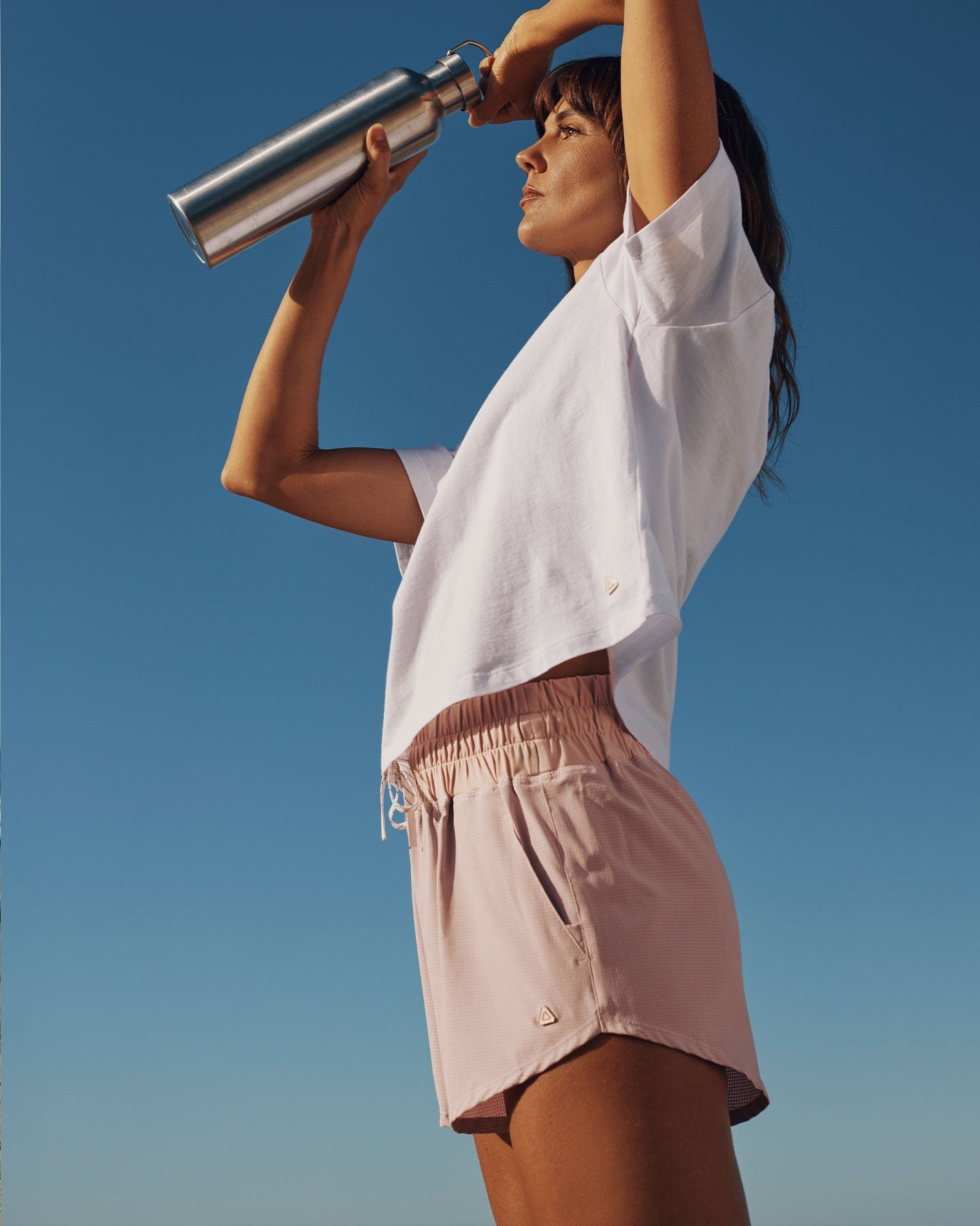 Follow Maven Shorts - Pastel Pink, in use