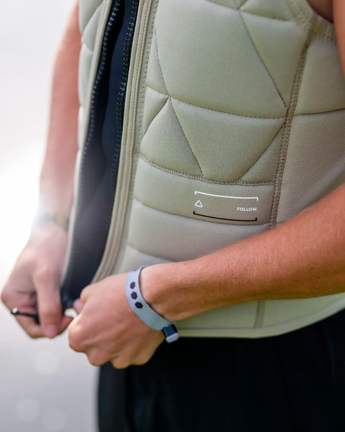 Follow Love nor Money Mens Impact Vest - Khaki Lifestyle 5