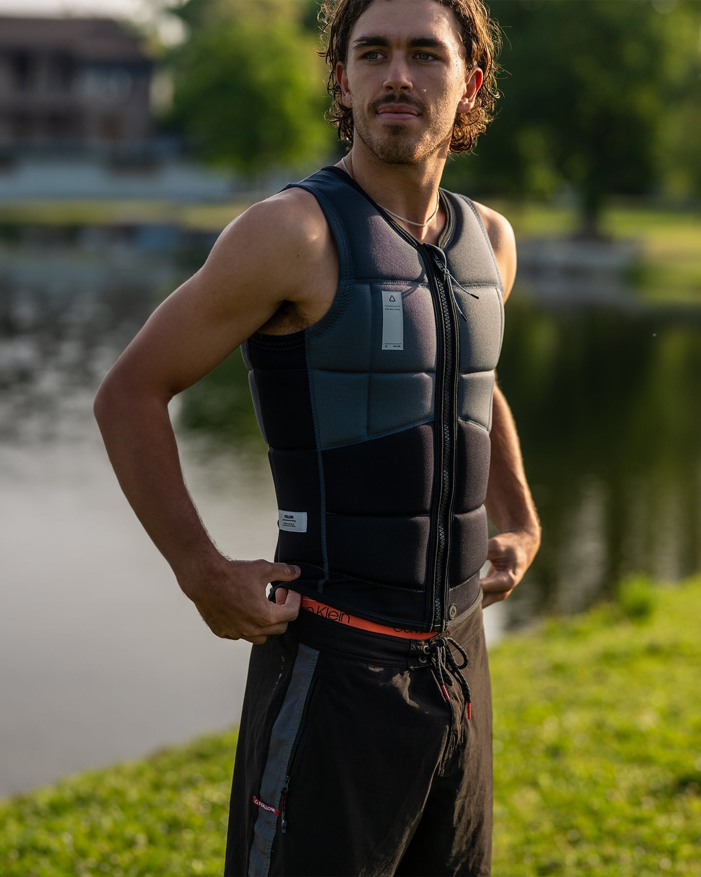 Follow Principal Impact Vest - Charcoal Lifestyle 2